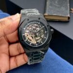 Luxury Gold Skeleton Dial Watch with Transparent Case