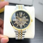 Men’s Round Skeleton Dial Watch  4 Color Options Available