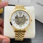 Men’s Round Skeleton Dial Watch  4 Color Options Available