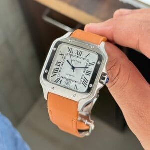 Luxury Automatic Men’s Watch – Roman Dial, Patent Leather Strap