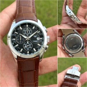 Men's Classic Heritage Watch with Genuine Leather Strap and Steel Case