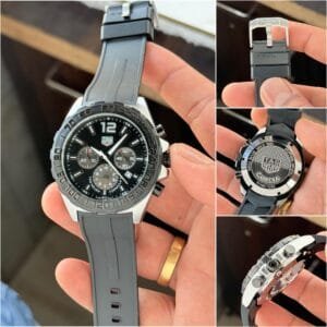 Men's Formula 1 Style Racing Watch with Black Fiber Strap and Smart Fit Design
