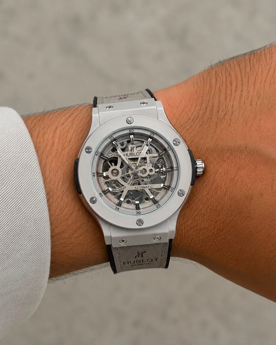Men's Executive Open Back Automatic Watch – 42mm Leather Edition