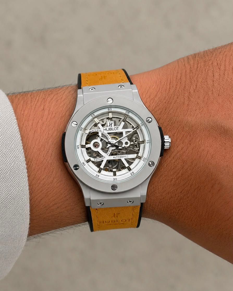 Men's Executive Open Back Automatic Watch – 42mm Leather Edition
