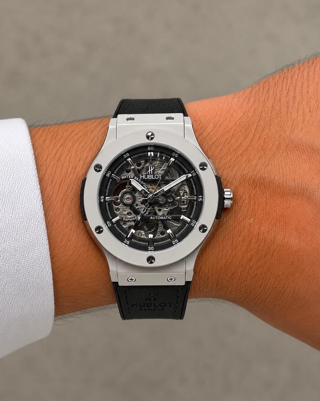 Men's Executive Open Back Automatic Watch – 42mm Leather Edition