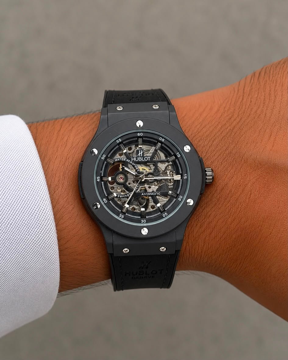 Men's Executive Open Back Automatic Watch – 42mm Leather Edition