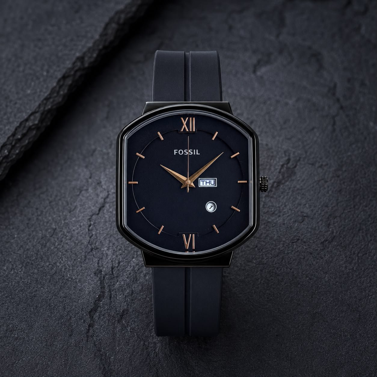 Ultra-Slim Men's Analog Watch – Black Silicone Date Edition