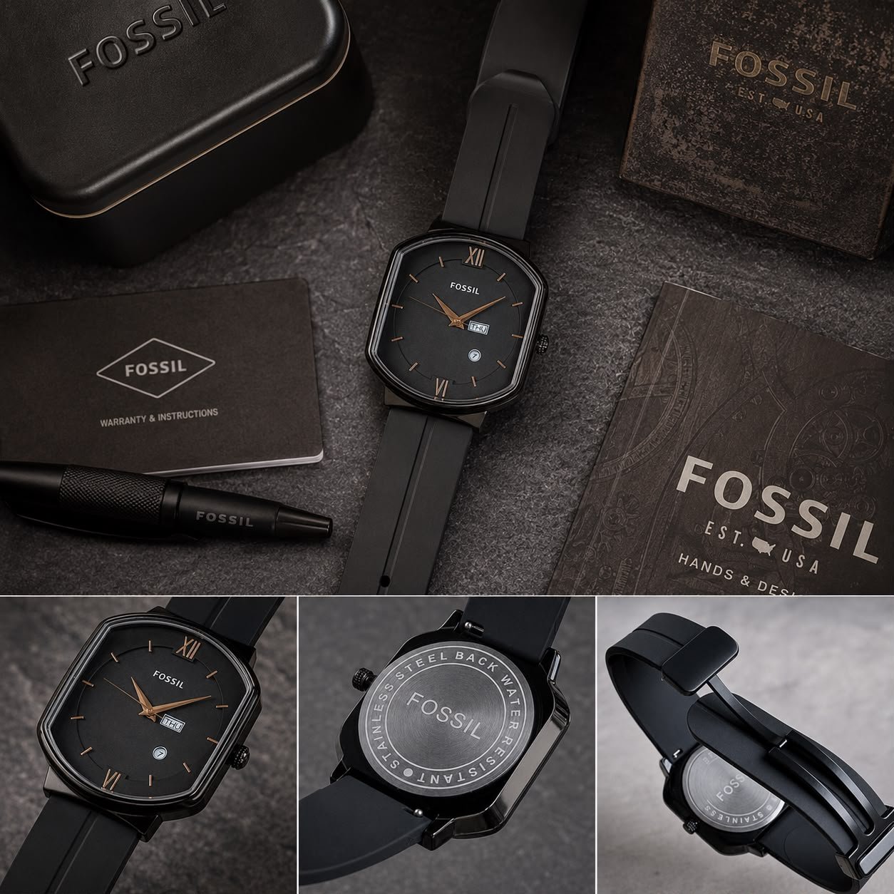 Ultra-Slim Men's Analog Watch – Black Silicone Date Edition