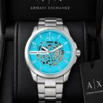 Hampton Skeleton Automatic Men’s Watch – Aqua Tiffany Blue 43mm