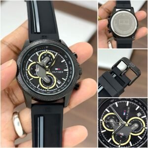 Men's Sporty Chronograph Watch – 44mm Black Dial Racing Edition