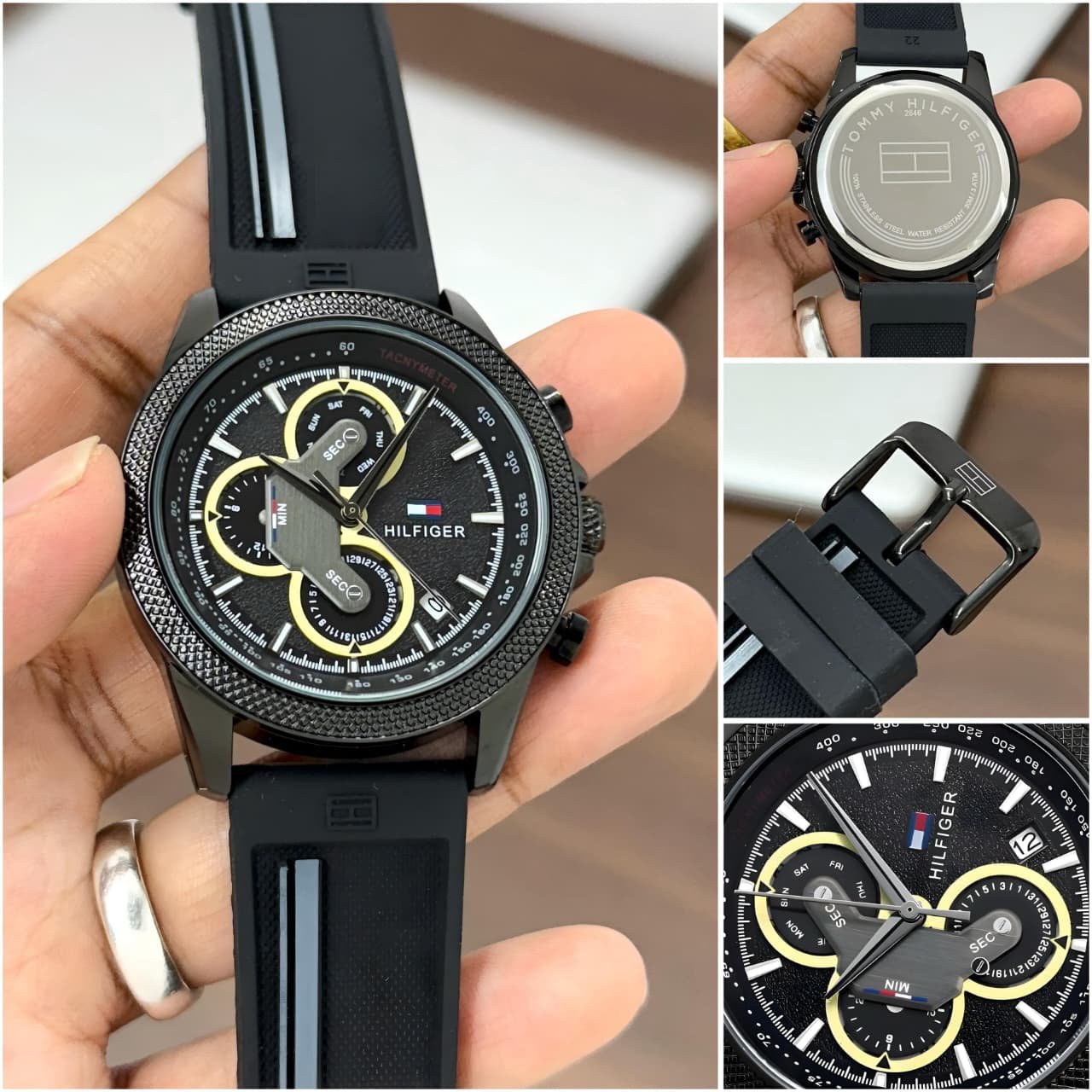Men's Sporty Chronograph Watch – 44mm Black Dial Racing Edition