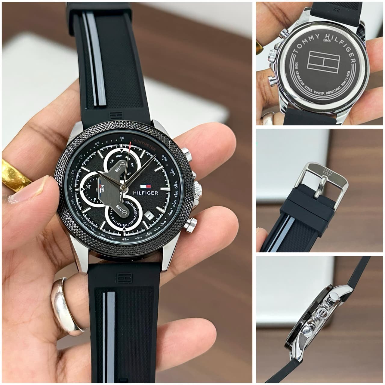 Men's Sporty Chronograph Watch – 44mm Black Dial Racing Edition