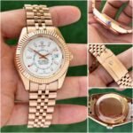 Premium Sky-Dweller Automatic Men’s Watch – Rose Gold & Steel Edition