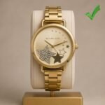 Luxury Parker Women’s Watch – Golden Bracelet with Plum Accents