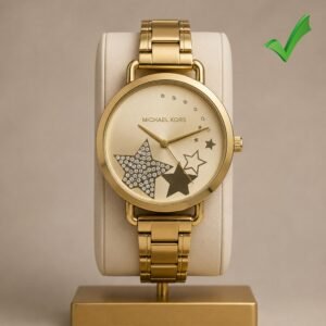 Luxury Parker Women's Watch – Golden Bracelet with Plum Accents