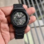 Open Heart Skeleton Men’s Designer Watch – Bold 44mm Black Bezel