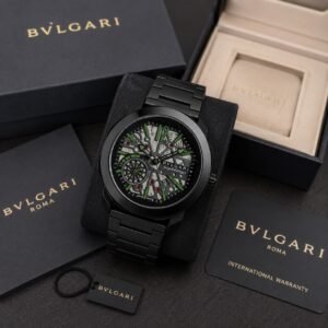 Open Heart Skeleton Men's Designer Watch – Bold 44mm Black Bezel