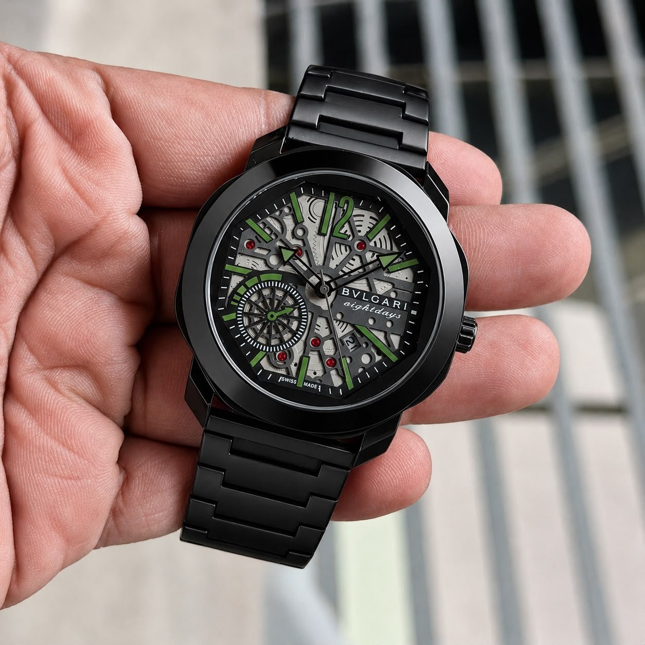 Open Heart Skeleton Men's Designer Watch – Bold 44mm Black Bezel