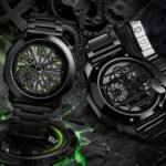 Open Heart Skeleton Men’s Designer Watch – Bold 44mm Black Bezel
