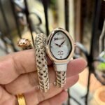 Luxury Snake-Inspired Wrap Watch – Emerald Green & Dual-Tone Finish
