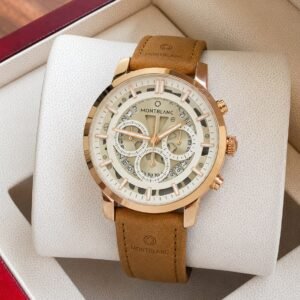 Luxury Formal Chronograph Men's Watch – Brown Textured Dial 43mm