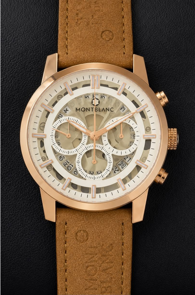 Luxury Formal Chronograph Men's Watch – Brown Textured Dial 43mm
