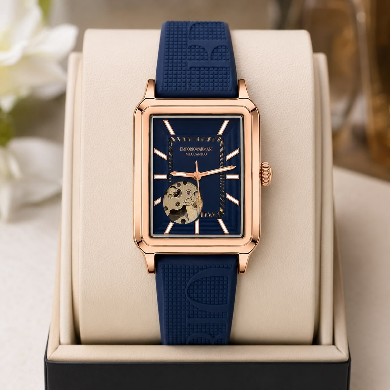 Modern Skeleton Automatic Men's Watch – 43mm Blue Fiber Strap