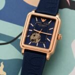 Modern Skeleton Automatic Men’s Watch – 43mm Blue Fiber Strap