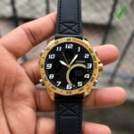Men's Dual Display Gold Case Watch – Analog-Digital Hybrid Edition