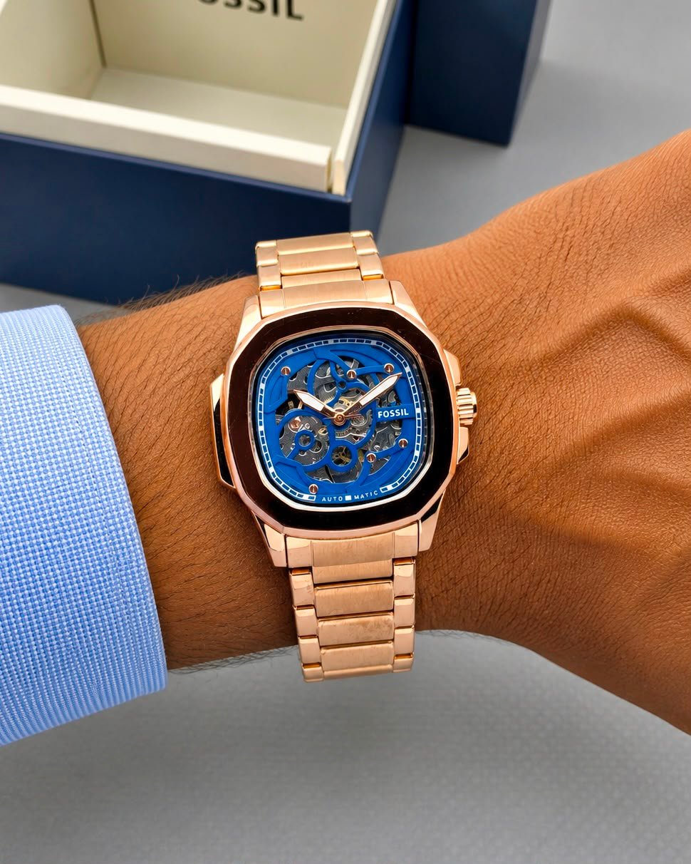 Premium Automatic Men's Watch – Transparent Back Metal Edition
