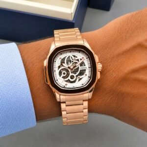 Premium Automatic Men's Watch – Transparent Back Metal Edition