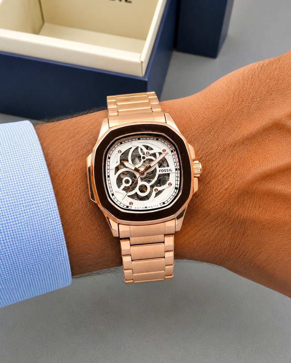 Premium Automatic Men's Watch – Transparent Back Metal Edition