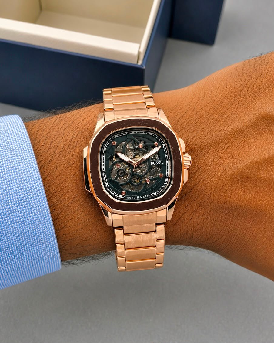 Premium Automatic Men's Watch – Transparent Back Metal Edition