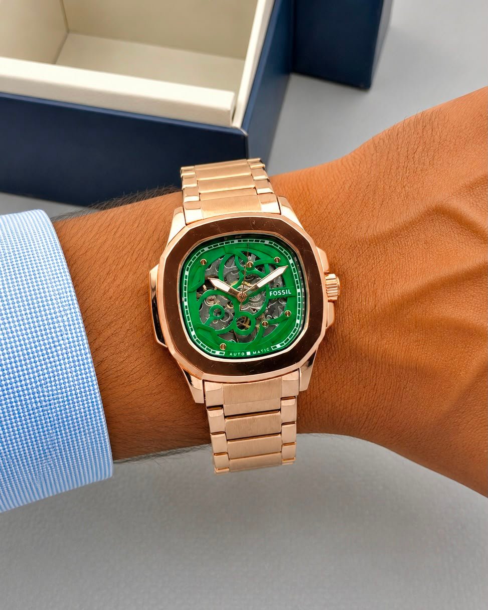 Premium Automatic Men's Watch – Transparent Back Metal Edition