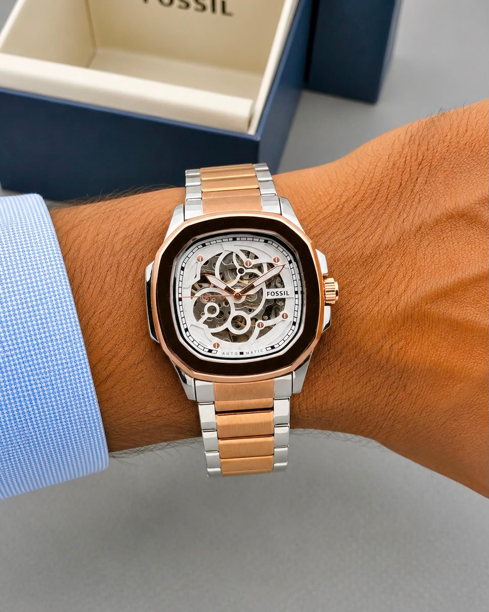 Premium Automatic Men's Watch – Transparent Back Metal Edition