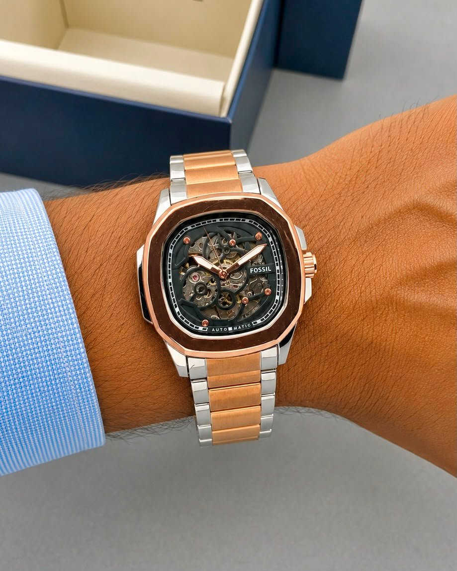 Premium Automatic Men's Watch – Transparent Back Metal Edition