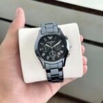 Premium Black Ceramic Chronograph Men's Watch – Scratch Resistant 44mm