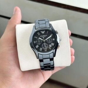 Premium Black Ceramic Chronograph Men's Watch – Scratch Resistant 44mm