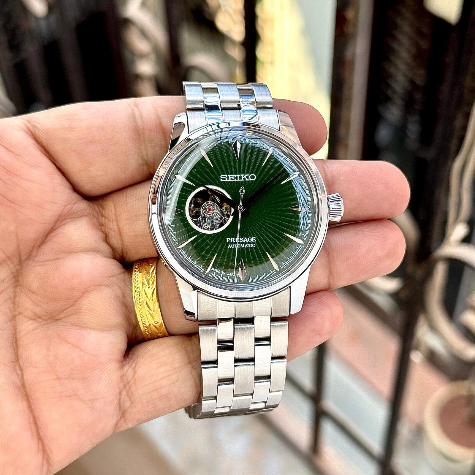 Presage Open Heart Automatic Men's Watch – Sunburst Green 43mm