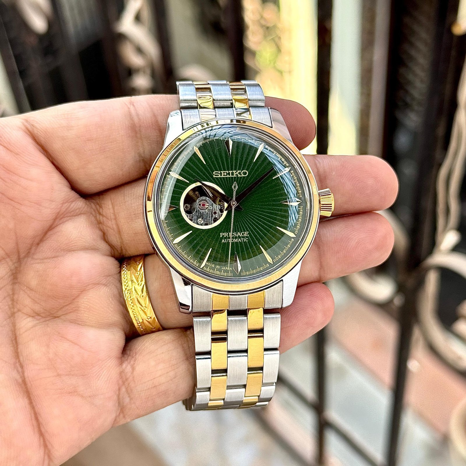 Presage Open Heart Automatic Men's Watch – Sunburst Green 43mm