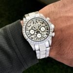 Tiger Eye Edition Men’s Chronograph Watch – Diamond Studded Bezel