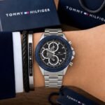 Men’s Sporty Chronograph Watch – Textured Blue Dial 44mm