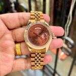 Classic Day-Date Rose Gold Men's Watch – Brown Sunburst 41mm