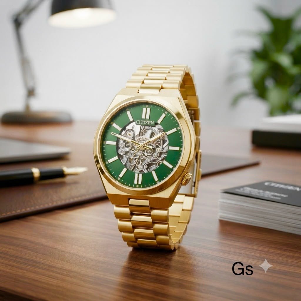 Open Heart Automatic Men's Watch – Green Dial 42mm Steel Edition