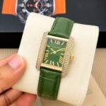 Luxury Rectangular Women’s Watch – Crystal Bezel Leather Strap Edition