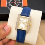 Luxury Rectangular Women’s Watch – Crystal Bezel Leather Strap Edition