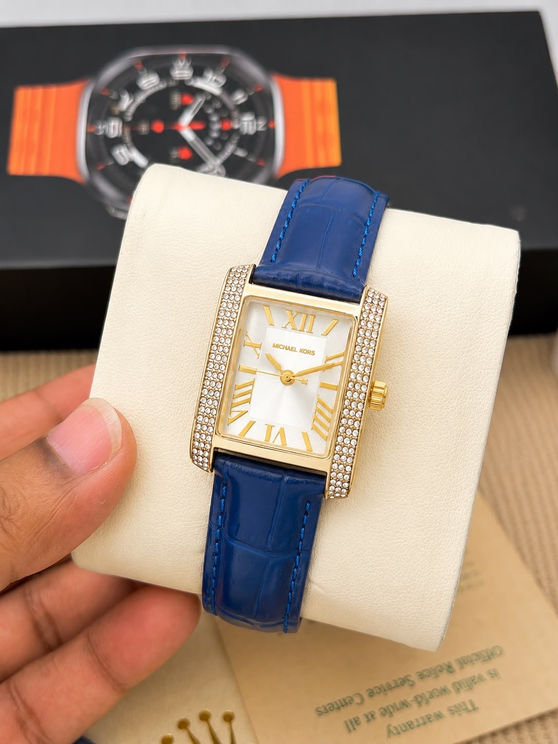 Luxury Rectangular Women's Watch – Crystal Bezel Leather Strap Edition