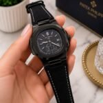 Luxury Square Dial Men’s Watch – Textured Strap & Date Edition
