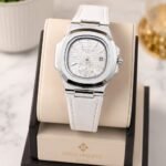 Luxury Square Dial Men’s Watch – Textured Strap & Date Edition