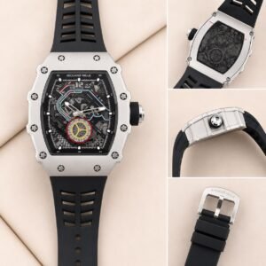 Premium Tonneau Sport Watch – Multi-Color Fiber Strap Edition